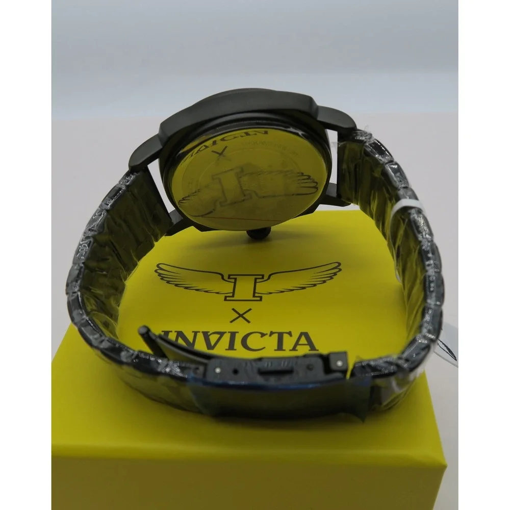 Invicta Mens Black Ion-Plated Stainless Steel Quartz Watch New